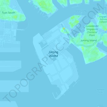 Topografische Karte Jurong Island, Höhe, Relief
