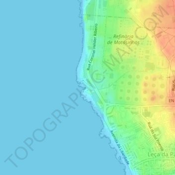 Topografische Karte Praia Azul, Höhe, Relief