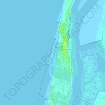 Topografische Karte Praia da Costa Nova, Höhe, Relief