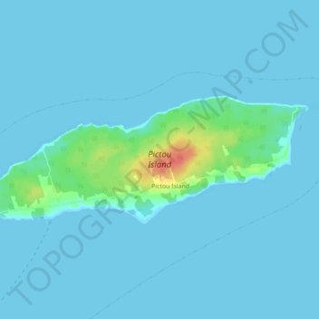 Topografische Karte Pictou Island, Höhe, Relief