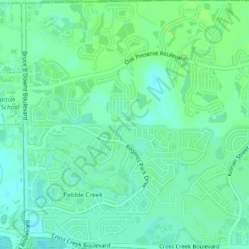 Topografische Karte Pebble Creek, Höhe, Relief