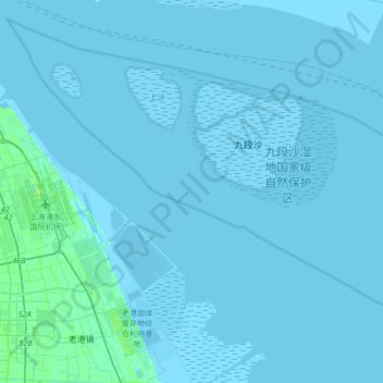 Topografische Karte Yangtze River, Höhe, Relief