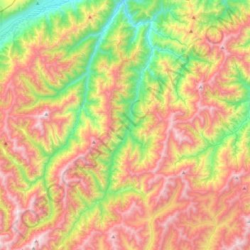 Topografische Karte Leatham River, Höhe, Relief