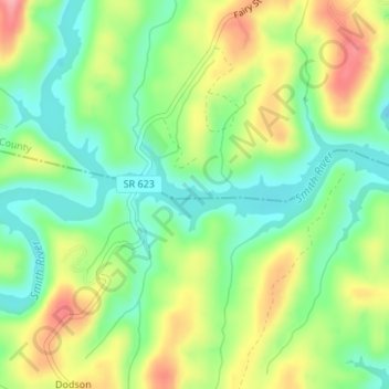Topografische Karte Smith River, Höhe, Relief