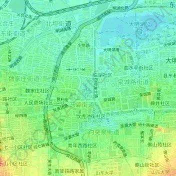 Topografische Karte 五龙潭公园, Höhe, Relief