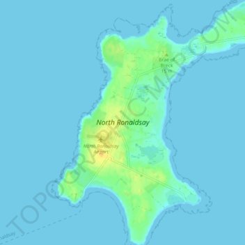Topografische Karte North Ronaldsay, Höhe, Relief