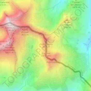 Topografische Karte Cresta del Diablo, Höhe, Relief