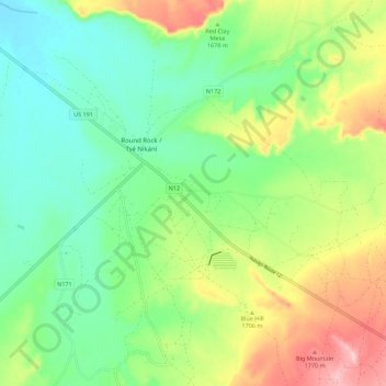 Topografische Karte Round Rock, Höhe, Relief
