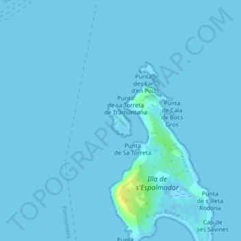 Topografische Karte Isla de Torretes, Höhe, Relief