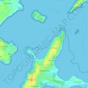 Topografische Karte Anse du Lério, Höhe, Relief