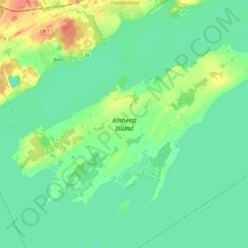 Topografische Karte Amherst Island, Höhe, Relief