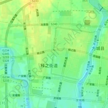 Topografische Karte 老护城河, Höhe, Relief