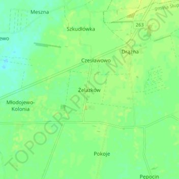 Topografische Karte Żelazków, Höhe, Relief