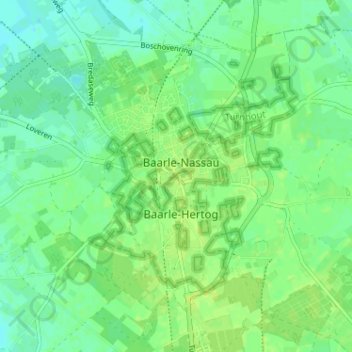 Topografische Karte Baarle, Höhe, Relief