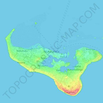 Topografische Karte Nukuʻalofa, Höhe, Relief