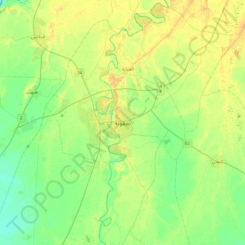 Topografische Karte Baquba, Höhe, Relief