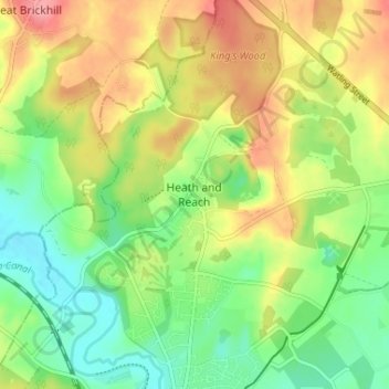 Topografische Karte Heath & Reach, Höhe, Relief