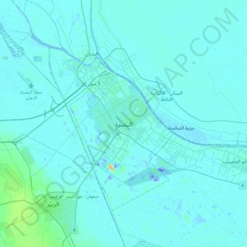 Topografische Karte Basra, Höhe, Relief