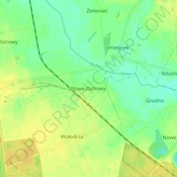 Topografische Karte Nowe Ostrowy, Höhe, Relief