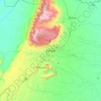 Topografische Karte Zomba, Höhe, Relief