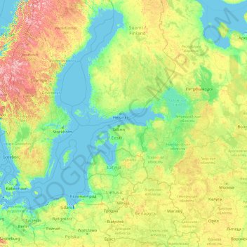 Topografische Karte Estland, Höhe, Relief