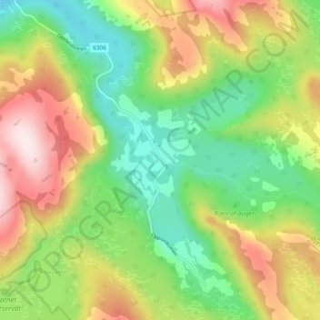 Topografische Karte Oppland, Höhe, Relief