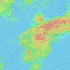 Topografische Karte Region Shikoku, Höhe, Relief