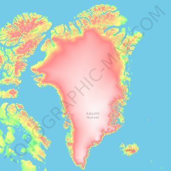 Topografische Karte Grönland, Höhe, Relief