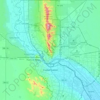 el paso karte Topografische Karte El Paso, Höhe, Relief