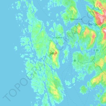 Topografische Karte Sotra, Höhe, Relief