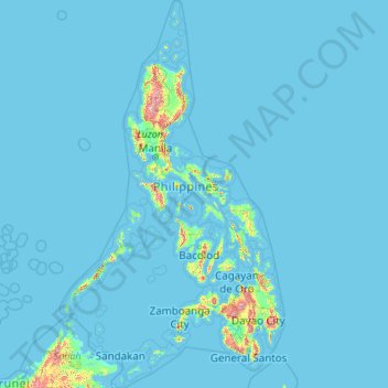 Topografische Karte Philippinen, Höhe, Relief