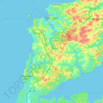 Topografische Karte São Luís, Höhe, Relief