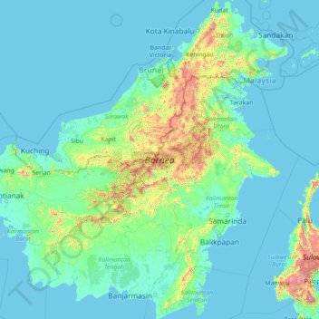 Topografische Karte  Borneo  H he Relief