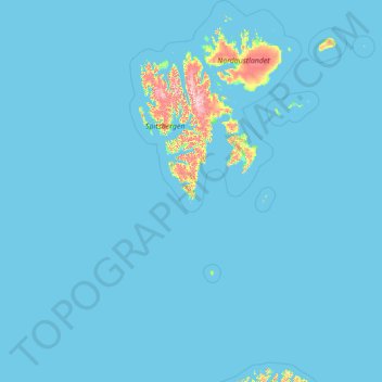 Topografische Karte Spitzbergen und Jan Mayen, Höhe, Relief