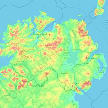 Topografische Karte Nordirland, Höhe, Relief