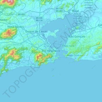 Topografische Karte Rio De Janeiro Hohe Relief