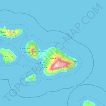 Topografische Karte Maui County, Höhe, Relief