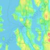 Topografische Karte Seattle, Höhe, Relief